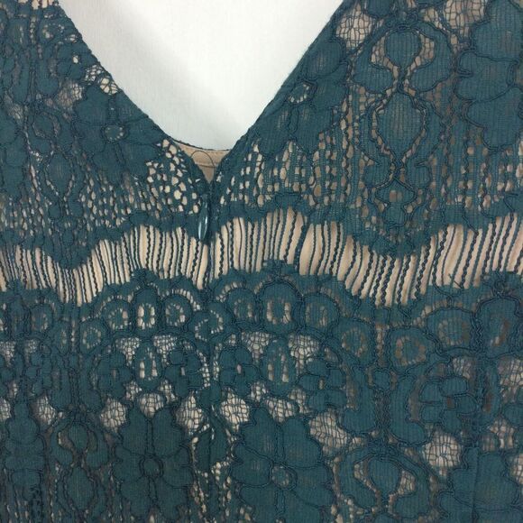 Maeve Anthropologie Womens Elsa Lace Peplum Cap Sleeve Dress Teal Blue Size XS - Picture 6 of 11